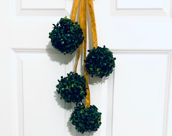 Welcome in Style: Golden Yellow Vibrant Greenery Sphere Door Hanger for Your Home