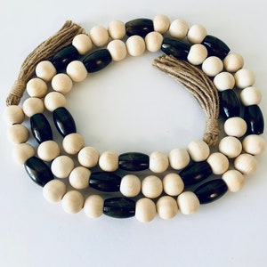 Handmade Wood Bead Garland: Bohemian Jute Tassel Decor, 6ft