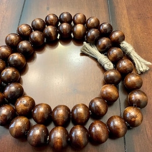 Prayer Beads Decor- Natural Heart with White Wash Beads 72