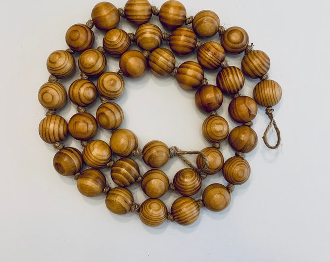 Boho Chic Wood Bead Garland | Natural Wood Beads with Hanging Loops | Rustic Home Decor