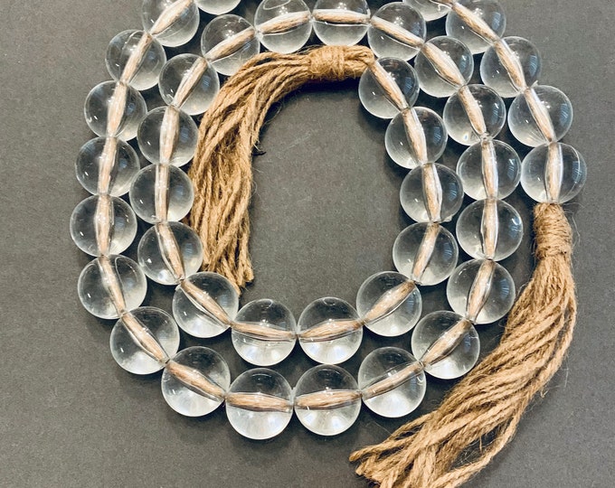 Handmade Crystal Bead Garland: Clear Glass with Jute Tassel