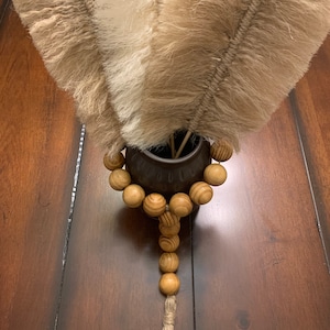 Wood Bead Garland with Jute Tassel: Bohemian Farmhouse Decor
