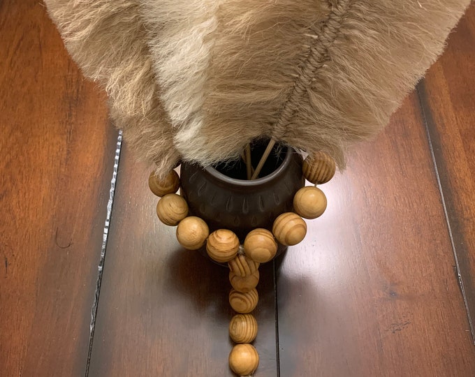 Natural Wooden Beaded Loop with Tassel| Wood Bead Garland| Wood| Garland| Chunky Beads| Bohemian| Chic| Farmhouse| Home Decor| Accent