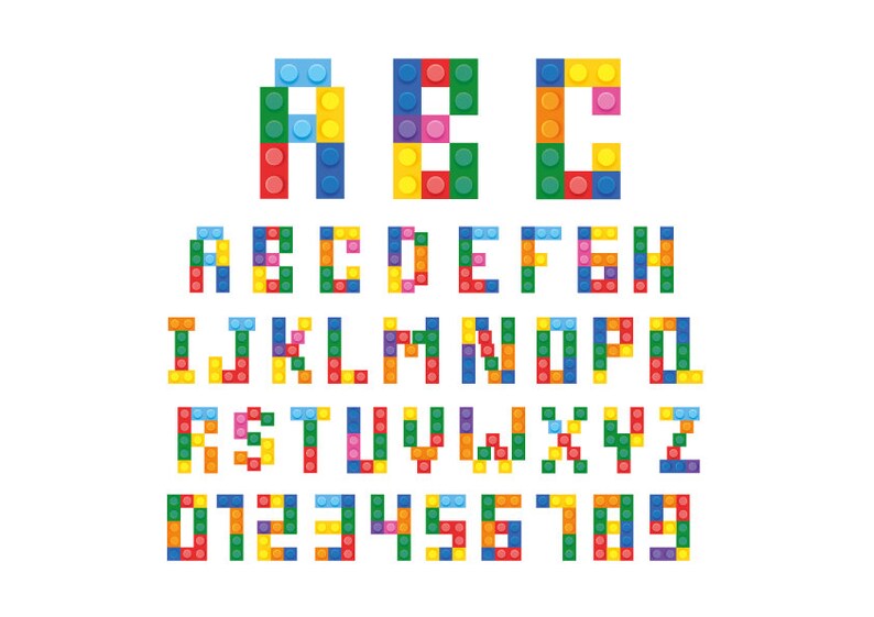 Brick Alphabet Letters PNG 8 Colors Alphabet Block Numbers Etsy