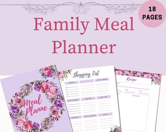 Family Meal Planner | Boho Blooms Meal | Family Meal | Family Planner | Family Meal Planning | Meal Planner | Meal Planner Printables | Meal