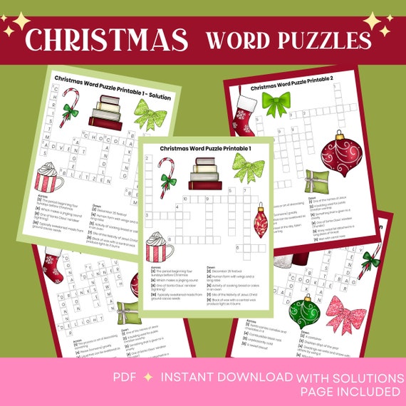 Christmas Word Puzzles Printable PDF Christmas Word Puzzles - Etsy