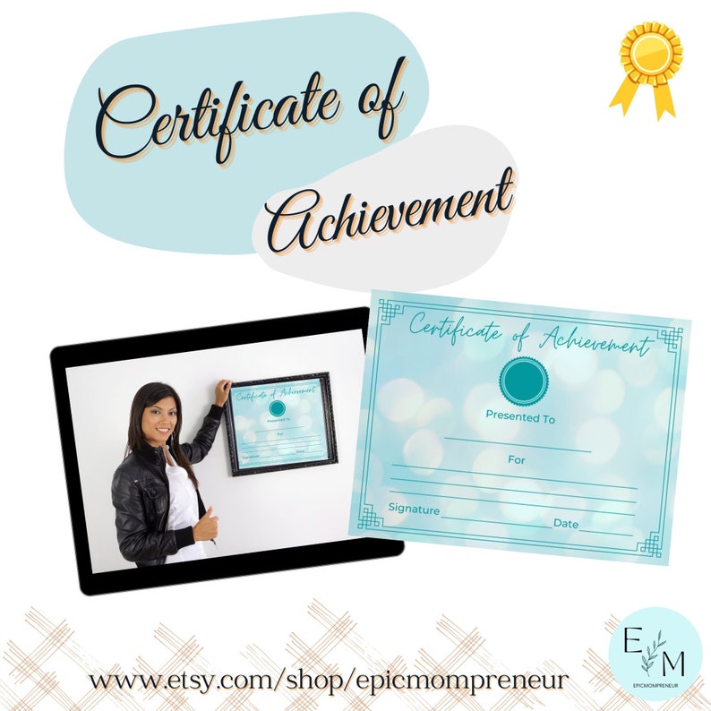 Printable Certificate of Achievement Certificate of Achievement in PDF Certificate of