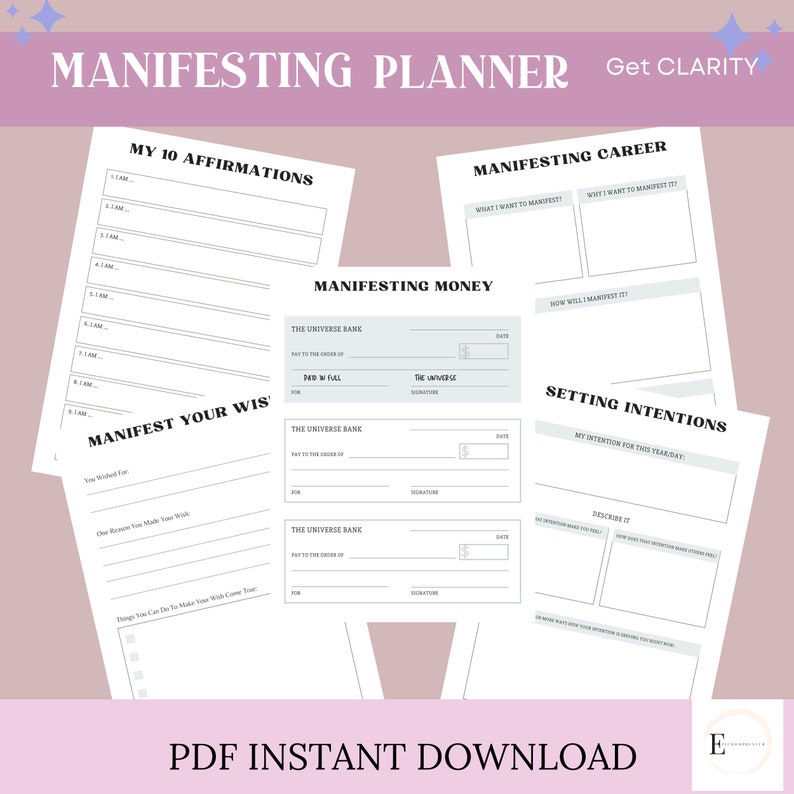Manifesting Planner Manifesting Journal Manifesting Workbook Manifesting Clarity Manifesting Wealth Manifesting Joy Happiness image 4