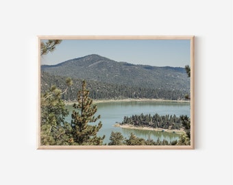 Nature Print, Rustic Wall art, Castle Rock Big Bear Lake, Mountain View, Cabin Decor, Lake house Print, Forest Print, Digital Print