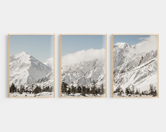 Mountain Landscape Print, 3 Piece Set, Mammoth, Winter Decor, Digital Download, Nature Print, Rustic Decor, Nature Print, Living Room Decor