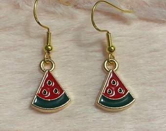 Adorable Summer Hot Watermelon Fruit Petite Small Dangle Earrings