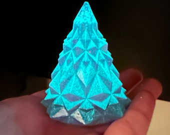 Glow In The Dark Purple Glitter Mini Christmas Tree Trinket Christmas Decoration