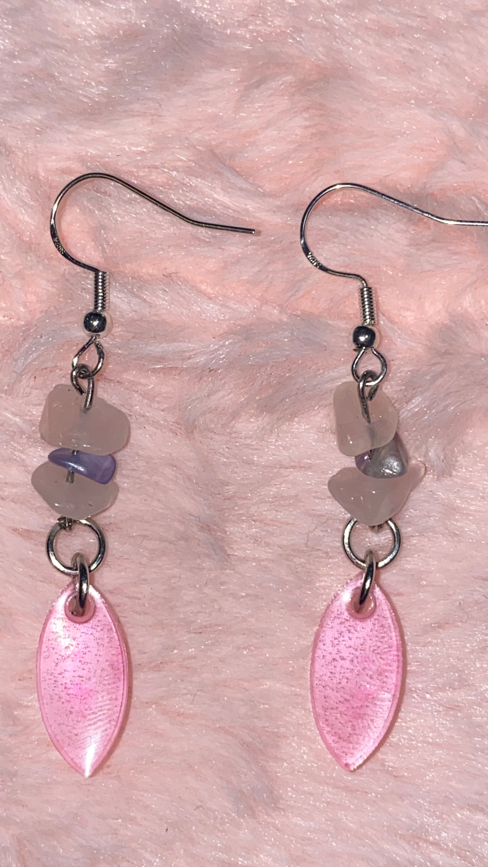 925 Pink Resin Dangle Earrings Etsy UK