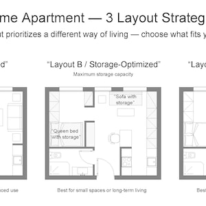 Layout For Ranters Small Apartment Layout Templates – Studio, 1 Bedroom & 2 Bedroom ...