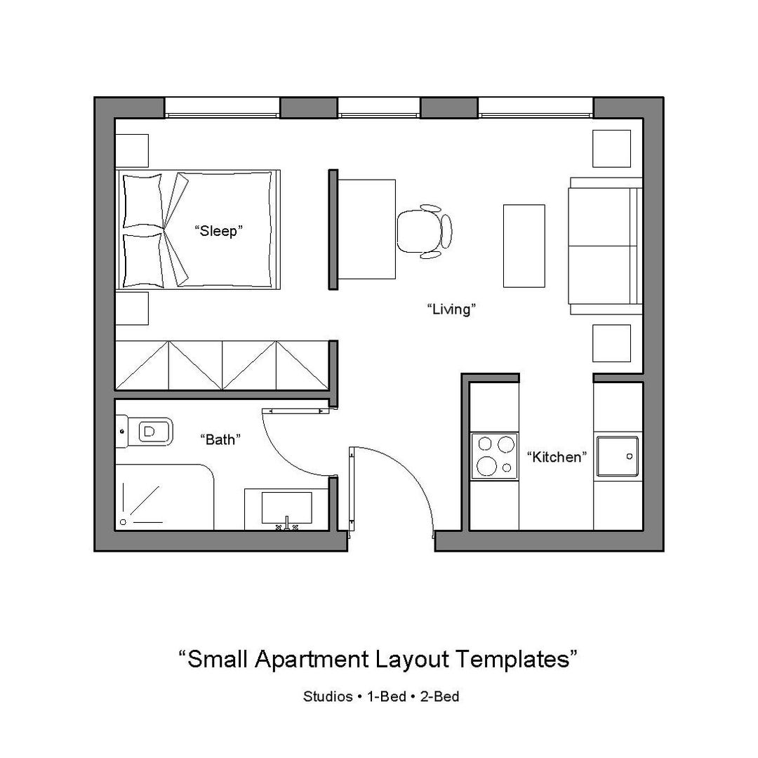 Layout For Ranters Small Apartment Layout Templates – Studio, 1 Bedroom & 2 Bedroom ...