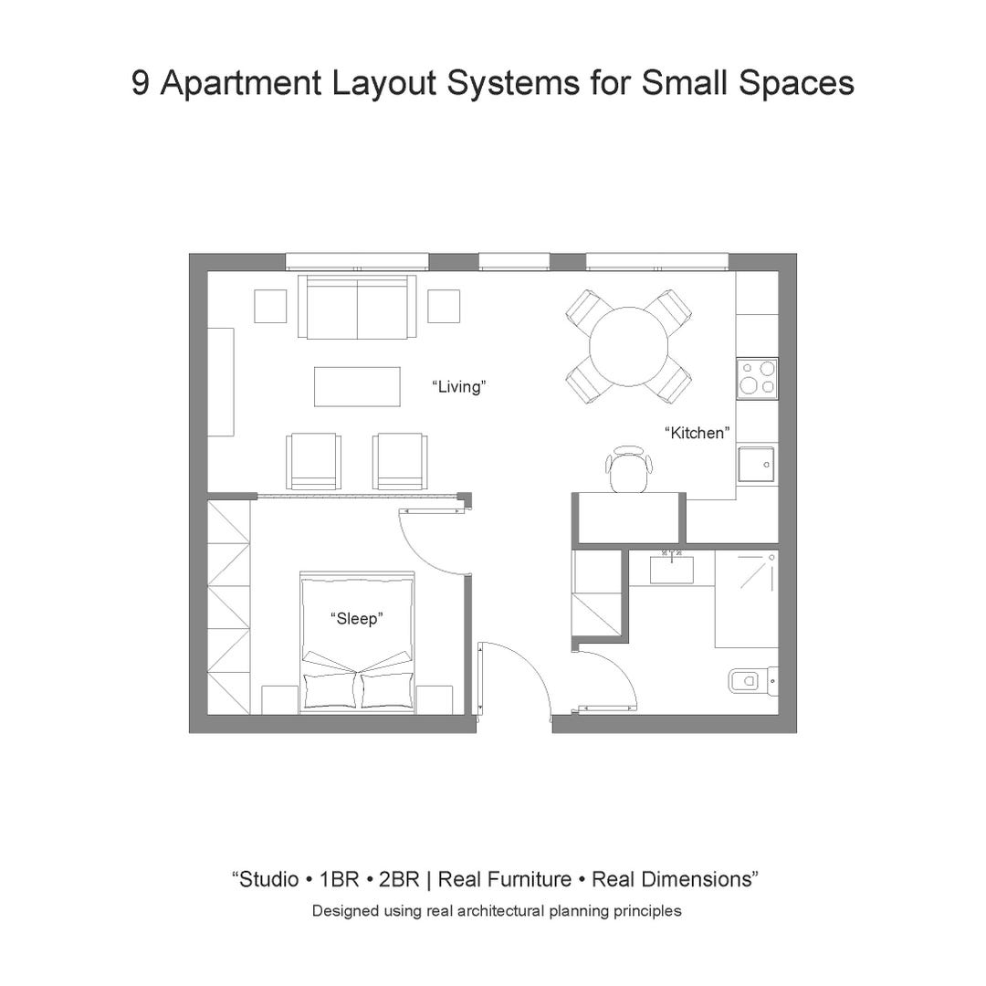 Layout For Ranters Small Apartment Layout Templates – Studio, 1 Bedroom & 2 Bedroom ...