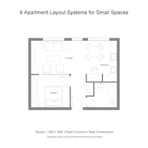 Plantillas de distribución para apartamentos pequeños: planos de estudio, de una y dos habitaciones para inquilinos