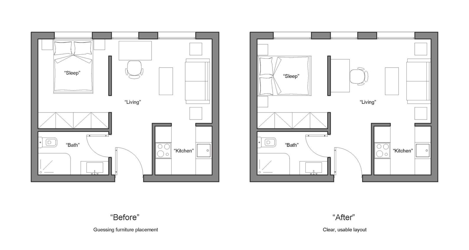 Layout For Ranters Small Apartment Layout Templates – Studio, 1 Bedroom & 2 Bedroom ...