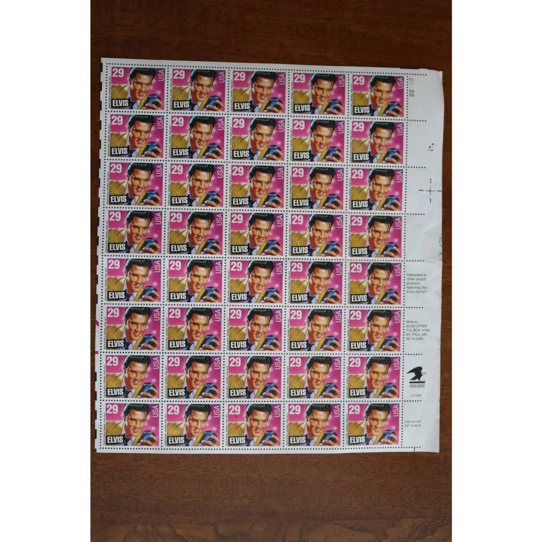 USPS Elvis Presley Stamps Rock & Roll 1992 Full MINT Sheet of 40 - 29 ...