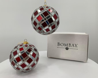 Vintage Christmas Glass Mosaic Tree Ornaments Bombay Company