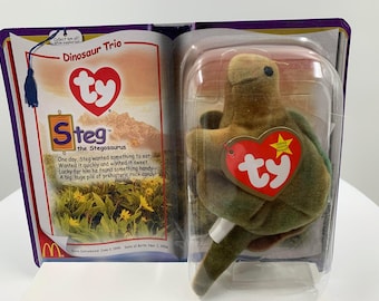TY Beanie Babies McDonald's Toy, Dinosaur Trio, Steg The Stegosaurus, 2000