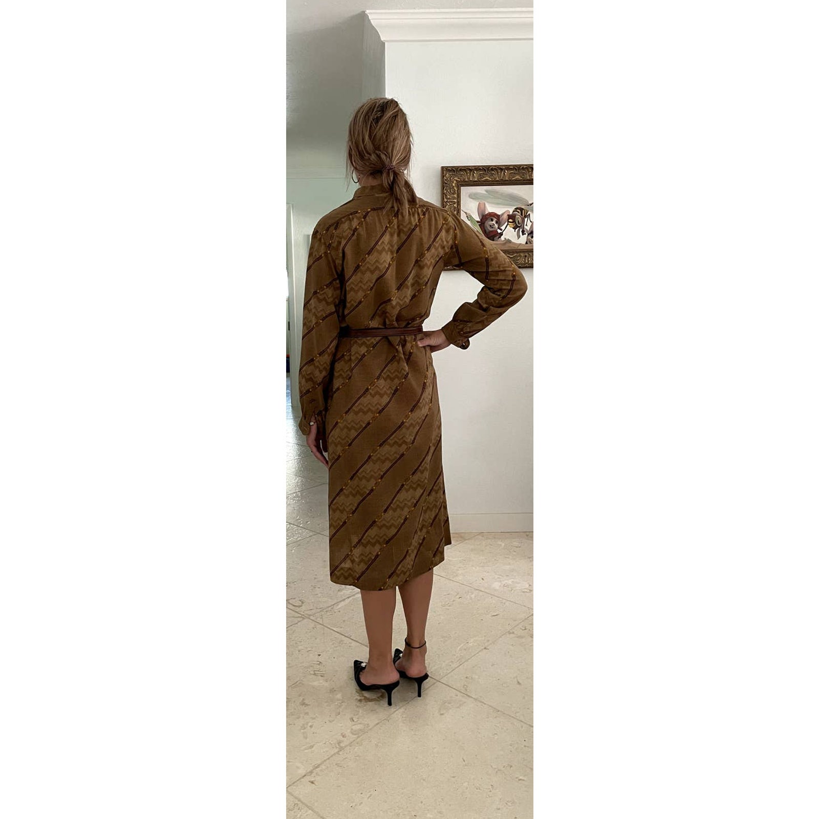 gucci boho dress GUCCI Y2K 2007 Runway Mosaic Print Silk Midi Dress Blue Tiered Boho Size 40
