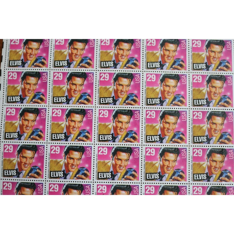 USPS Elvis Presley Stamps Rock & Roll 1992 Full MINT Sheet of 40 - 29 ...