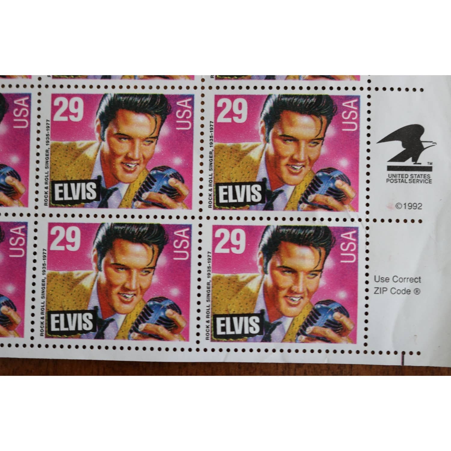 USPS Elvis Presley Stamps Rock & Roll 1992 Full MINT Sheet of 40 - 29 ...