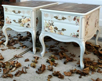 Hand Painted Floral Side/ End Tables