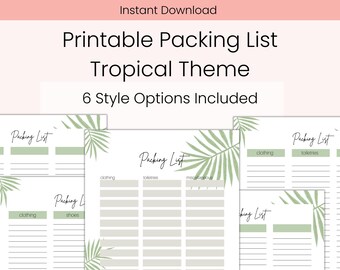 Lista de embalaje: hojas tropicales