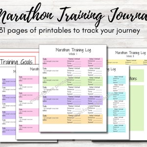 Marathon Training Journal, Running Journal, Running Log Printable, Workout Tracker, Marathon Prep