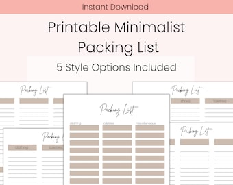 lista de equipaje minimalista imprimible