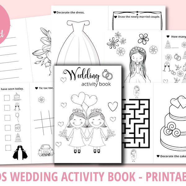 LGTBQ Wedding Activity Book for Kids | Lesbian | Gay | Two Brides | Two Grooms | Bride Groom | Printable | Digital Download