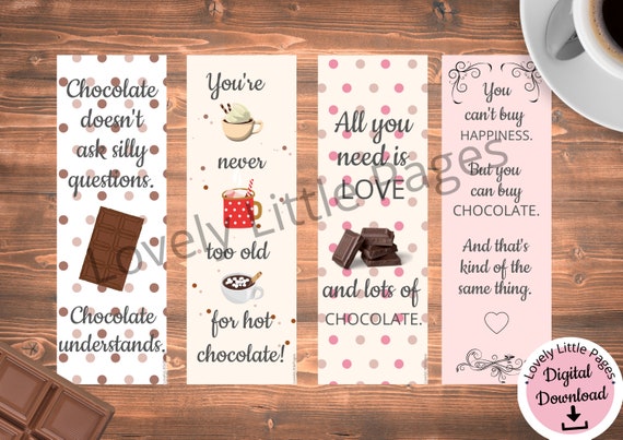 I Love Chocolate Bookmarks Cozy Reading Digital Download | Etsy