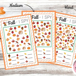 Fall Fun Activity For Kids | I Spy | Printable Party Game | Autumn | Digital Download | Instant Product