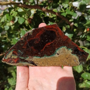 Red Banded and Green Moss Agate Slab, Stick Agate Slabs for Lapidary, Turkish Agate Slab, Lapidary Materials, Cabbing Slabs, Lapidary Stones