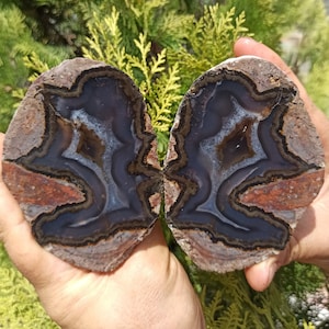 Large Blue and Green Thunderegg Agate, Thunderegg Achat, Turkish Thunderegg Agate Pair, Mineral, Polished Specimen, Geode Thunderegg Agate.