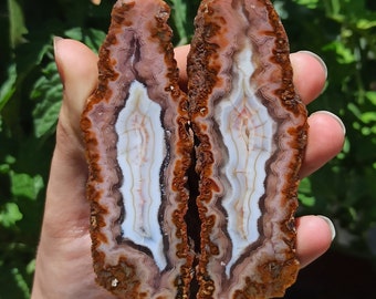 Pink Banded Agate, Pink Snowflake Agate, Turkish Agate Pair, Metaphysical Crystals, Rough Raw Mineral, Polished Specimen, Agate Home Decor.