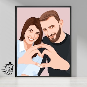 Ritratto di coppia senza volto - Regalo di nozze personalizzato - Arte digitale per anniversario - Illustrazione di coppia minimalista - Arte stampabile romantica