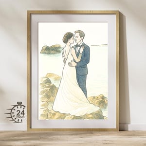 Ritratto ad acquerello da foto, dipinto ad acquerello personalizzato, coppia personalizzata, animale domestico o famiglia, opera d'arte digitale, arte murale stampabile