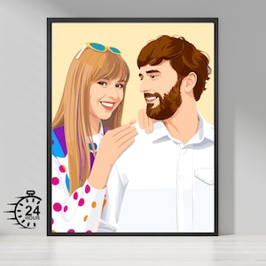 Ritratto di coppia personalizzato - Arte senza volto personalizzata - Regalo di fidanzamento - Disegno di anniversario - Regalo per fidanzato - Arte lineare minimalista