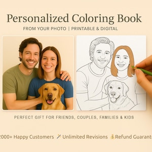 Libro da colorare personalizzato con le tue foto - Regalo personalizzato stampabile e digitale per coppie, amici, famiglie e animali domestici, regalo per la festa del papà