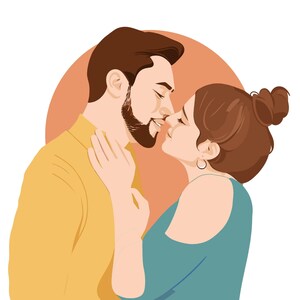 Ritratto di coppia senza volto personalizzato - Regalo di coppia personalizzato - Arte digitale per matrimoni - Illustrazione di coppia minimalista - Regalo romantico