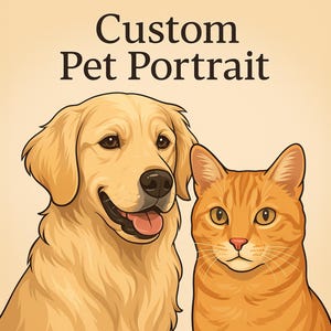 Ritratto personalizzato di un animale domestico - Disegno personalizzato di un animale domestico da una foto - Illustrazione digitale di un animale domestico - Regalo commemorativo per un cane o un gatto - Stampa artistica personalizzata di un animale domestico