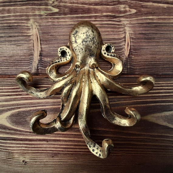 Octopus Cast Iron Wall Hook Antiqued Gold Effect Kraken Key Hook Bathroom  Towel Hook Steampunk Tentacle Wall Hooks -  Israel