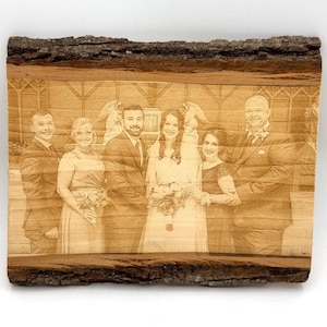 Foto grabada con láser en madera Tu foto personalizada en madera Foto de boda grabada en madera Foto de regalo de aniversario Foto grabada de regalo para el Día de la Madre