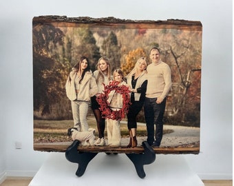 Mothers Day Picture Gift on Wood Photo for Family Rustic Wood Family Photo Gift Wood Picture Gift Wood Slice Photo Transfer Gift for Parents