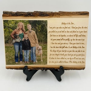 Grabado de foto personalizado con letra, regalo para el Día de la Madre, regalo de boda en madera, placa de madera, regalo con foto de boda, regalo de aniversario para mamá.