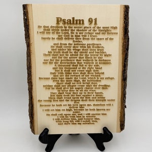 Psalm 91 KJV Bible Verse Sign, Christian Wall Art, Custom Scripture Sign, Hanging Frames Christmas Gift Engraved on Wood Bible Verse Frame