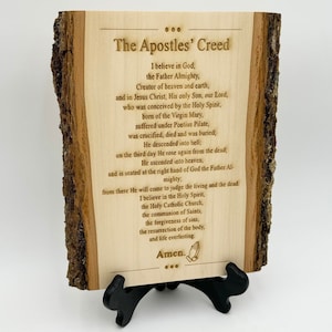 La prière du credo des apôtres, signe du credo des apôtres, décoration d'intérieur rustique, prière cadeau catholique, prière gravée sur bois, cadeau chrétien, credo de Nicée